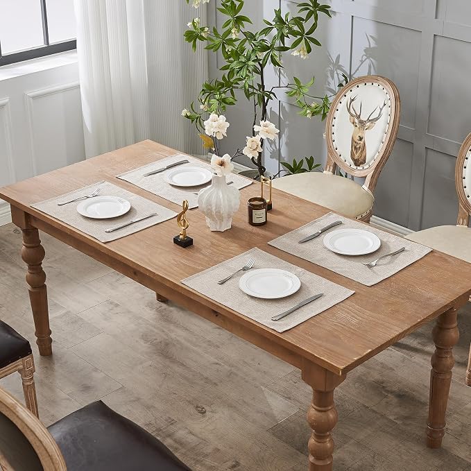 BALCONY & FALCON Rectangle Table Cloth Waterproof Beige 13.8"x 17.7" 4pcs | Placemats Set of 4 Faux Linen Cloth Place Mats Washable Wrinkle Resistant Table Placemats for Dining Kitchen Indoor & Outdoor - Image 7