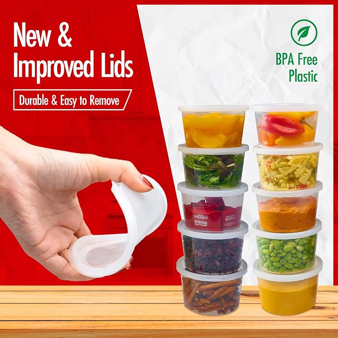 16oz-Deli Containers with Lids Leakproof - 50 Pack BPA-Free Plastic Microwaveable Clear Food Storage Container Premium Heavy-Duty Quality, Freezer & Dishwasher Safe - Image 6