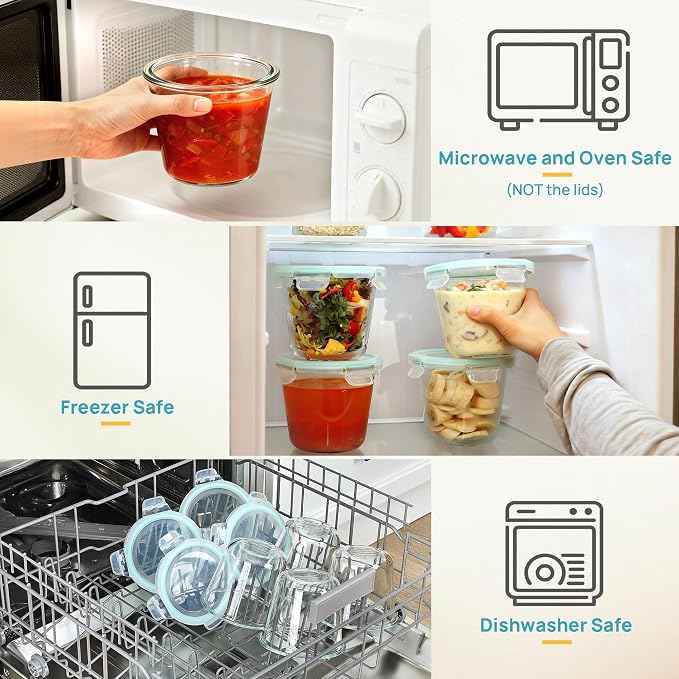 Vtopmart 5 Pack 3 Cup Glass Soup Container Set with Airtight Lids | Meal Prep Freezer Containers, Glass Food Storage Jar for Salad, Fruit, Lunch, Leftover, BPA-Free, Microwave, Dishwasher Safe - Image 7