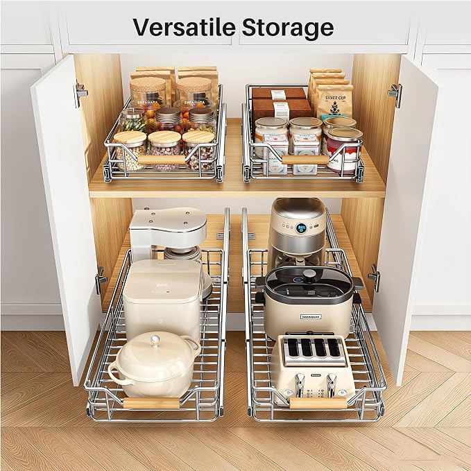 Pull out Cabinet Organizer, 9"W X 21"D, Heavy Duty Smooth Sliding Under Cabinet Shelves for Pots and Pans, Full-Extension Roll out Drawers, Slide out Organization for Home Kitchen Pantry - Image 8