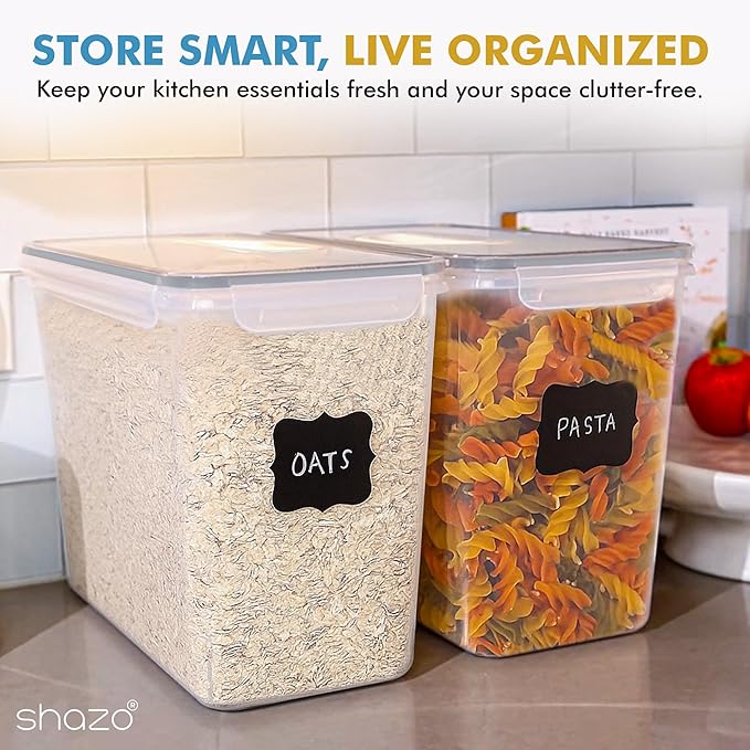 Shazo 2 PC (11L | 372 oz) Flour Sugar Storage Containers with Easy Carry Handle - Plastic Extra Large Food Storage Containers with Lids for Rice Cereal, BPA Free & Airtight Kitchen Pantry Organization - Image 9
