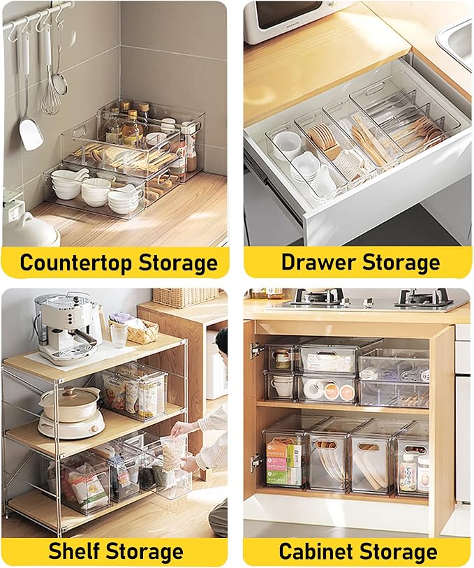 2 Pack Refrigerator Organizer Bins Stackable Fridge Organizer Set with Pull-out Drawer Clear Vegetable Fruit Storage Containers for Kitchen Pantry Organization - Image 6