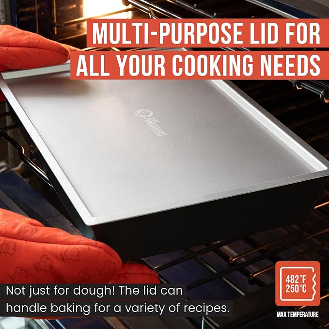 Chef Pomodoro Detroit Pizza Pan Lid, 10x14in, Anodized Aluminum, Lid Only | Lid Only, Pan Sold Separately; Fits Chef Pomodoro Detroit Pan Only; Retains Heat & Humidity, Prevents Drying, Stackable - Image 7