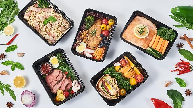 32 oz 50Pack Plastic Meal Prep Food Storage Containers with Lids Reusable 1 Compartment To Go Lunch Box Black Extra Large &Thick Microwave Freezer Dishwasher Safe BPA Free Stackable - Image 7