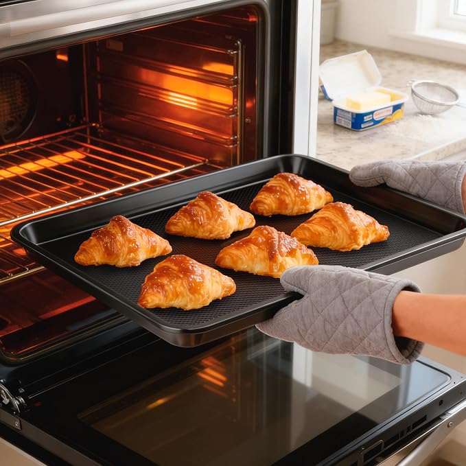 10-Piece Nonstick Bakeware Set, 0.8MM Thick Carbon Steel Baking Pan Set for Oven with Cookie Sheet, Muffin Pan, Pizza Pan, Loaf Pan and Cooling Rack, Stackable Kitchen Baking Set, PFOA/PTFE Free - Image 9