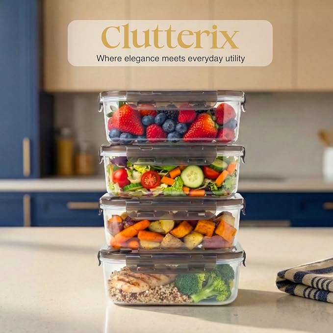 BPA-Free Plastic Airtight Food Storage Containers with Vented Lids, 4-Pack (5.9 Cups Each) for Meal Prep and Leftovers - Image 8