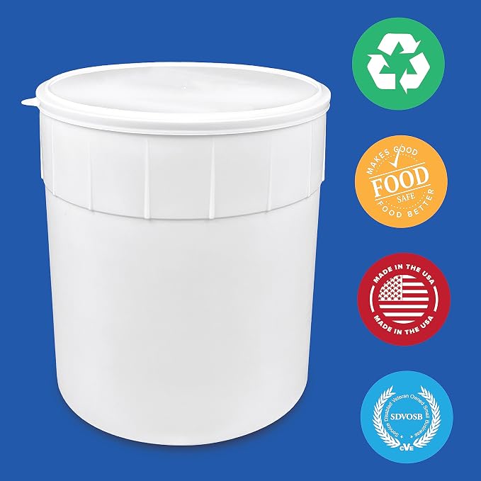 3 Gallon Ice Cream Container w/Lid, BPA Free, 10 Pack/White | Freezer Safe HDPE Plastic Round Tub for Bulk Frozen Desserts, Food Storage, Stackable Commercial Kitchen Use, Made in USA - Image 7
