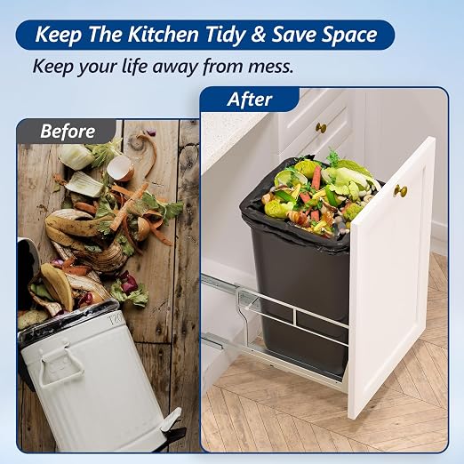 Insputer Pull Out Trash Can Under Cabinet with Soft-Close Slides | Space Saving, Heavy Duty, Garbage Can Not Included, Under Sink Bin Kit for Home Kitchen, Requires Min Cabinets 12" W X 18" D - Image 9