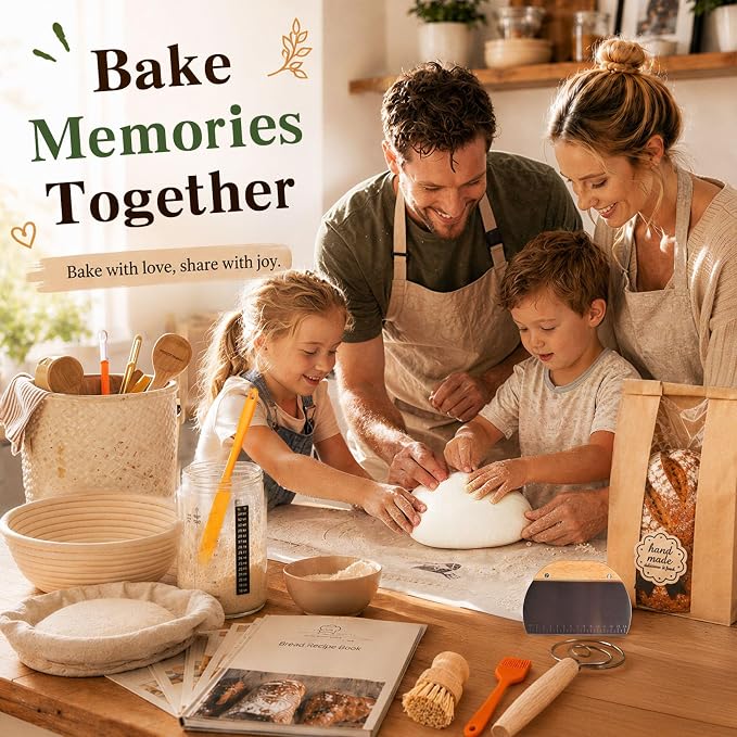 Sourdough Bread Proofing Basket Set, 47PCS Banneton Bread Proofing Set with Round & Oval Rattan Baskets, Bread Lame, Dough Scraper & Baking Tools for Beginner & Artisan Home Bakers (47) - Image 8