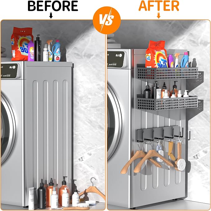 Magnetic Spice Rack for Refrigerator Set of 5 for Kitchen | Strong Magnetic Refrigerator Organizer 2 Tiers and Paper Towel Holder and Utensil Holder, Side Fridge Shelf for Storage - Image 8