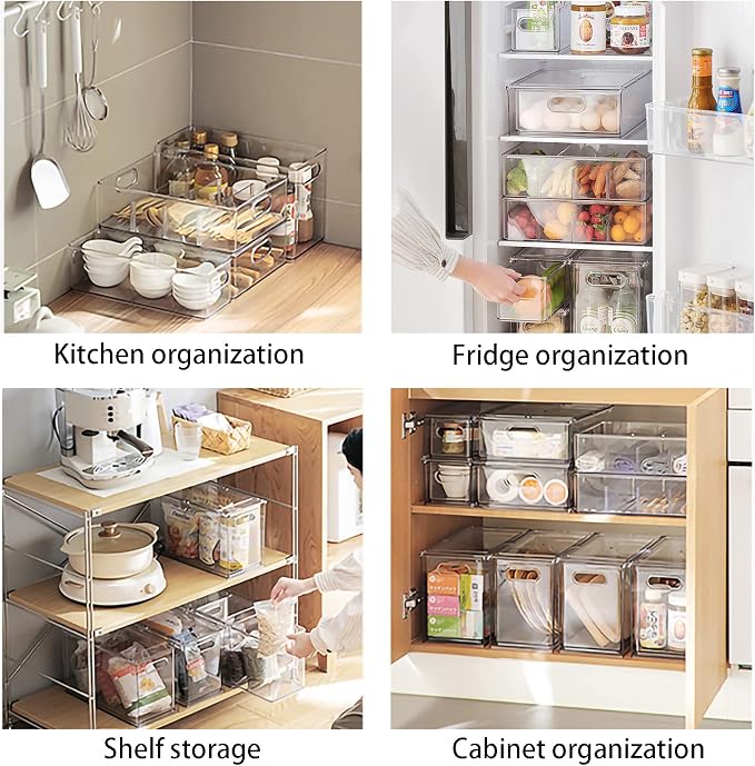 7 pack Stackable Refrigerator Organizer Bins Pull-Out Drawers for Fruit and Veggies Storage Organizer for Fridge Clear Drawer Containers with Handle Divided Organization for Produce Saver - Image 6