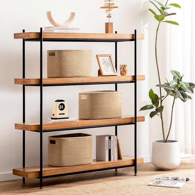 4 Pack Storage Baskets for Organizing, Shelf Baskets with Handles, Jute | 14.5"Lx9.8"Wx9"H, Woven Basket, Cotton Rope Basket, Toy Storage, Cube Shelf, Gift Baskets Empty, Home Decor - Image 7