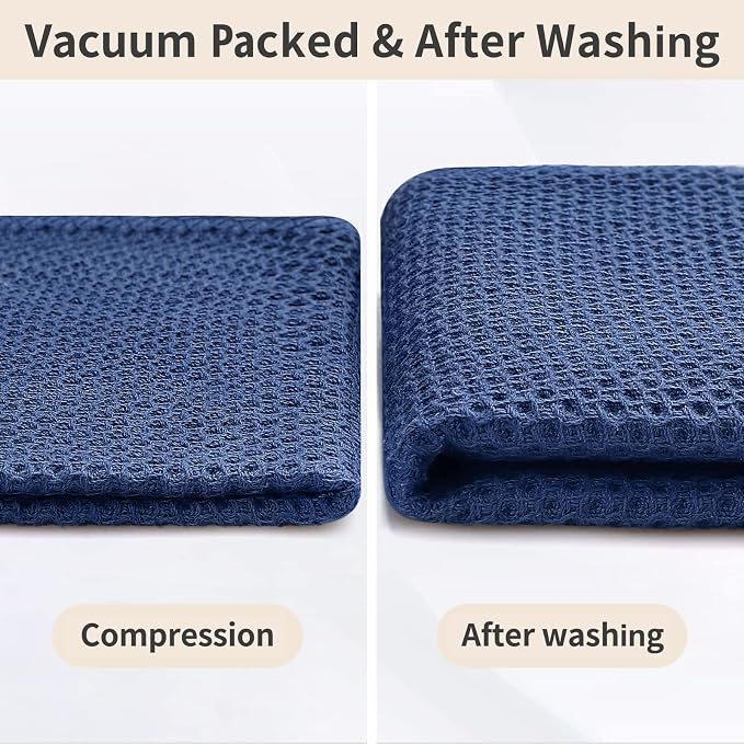 Homaxy 100% Cotton Waffle Weave Kitchen Dish Cloths, 9-Pack, Navy Blue | Ultra Soft Absorbent Dish Towels, Quick Drying Dish Rags with Hanging Loop, 12 x 12 Inches - Image 7