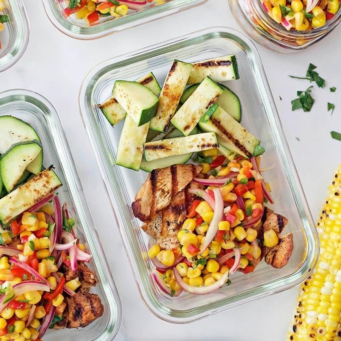 24pc Set Glass Food Storage Containers & Bowls with Airtight Lids - Leakproof BPA-Free Meal Prep Airtight Stackable Lunch Boxes, Kitchen Pantry & Storage Organizers - Microwave Freezer Dishwasher Safe - Image 8