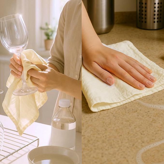 GOTS Certified 100% Organic Cotton Flour Sack | Tea Towel for Crafts| Kitchen Hand and Dish Towel Sets | Baking Bread Proofing Linen Cover| Super Absorbent | 12 Pack 28"x28" Extra Large | Natural Tan - Image 9