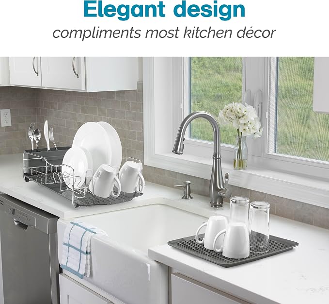 Polder KTH-615 Dish Rack, 4 PC Combo– Advantage System Includes Rack, Drain Tray, Removable Drying Tray & Cutlery Holder – Stainless Steel & Plastic - Image 9