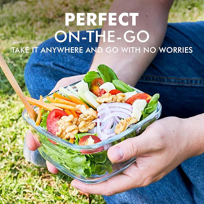 Razab 35 Pc Set Glass Food Storage Containers with Lids - Meal Prep Airtight Bento Boxes BPA-Free 100% Leak Proof (15 lids,15 glass & 5 Plastic Sauce/Dip Containers) - Image 8