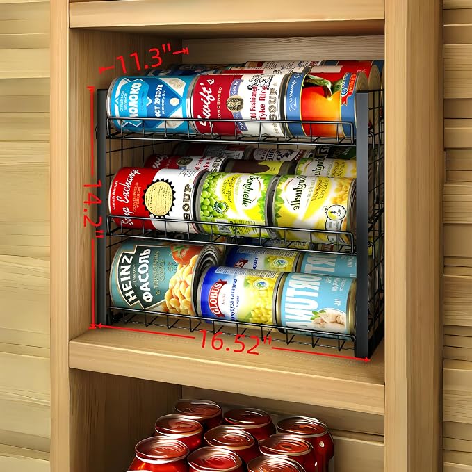 3 Tier Stackable Can Rack Organizer, Adjustable Can Holder for Pantry | 2 Pack Rolling Can Dispenser for Canned Food, Soda & Drink Storage, Tiered Can Organizer for Kitchen Cupboard Cabinet - Image 8