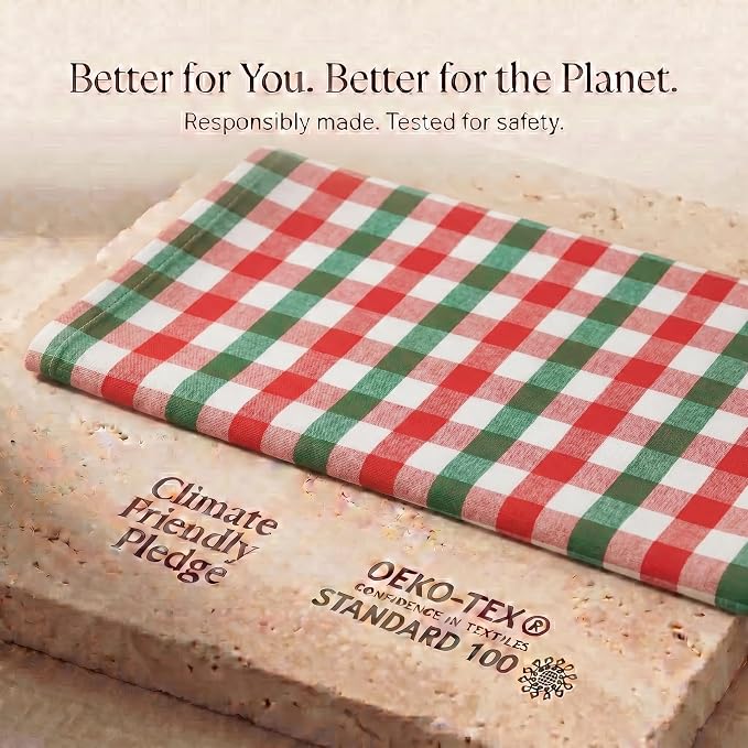 Urban Villa Kitchen Towels Cotton Dish Towels 20”x30” (Set of 6)Red/Grn/Wht - Image 9