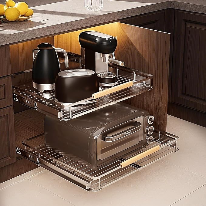17.1~28"x22.5" Pull Out Cabinet Organizer,2Pack Expandable Sliding Cabinet Shelves,Side Mounting - Image 8