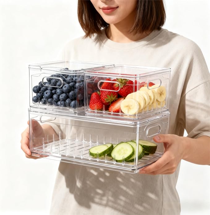 2 Pack Fruit Storage Containers for Fridge with Lid & Drain Basket | 3-in-1 Wash-Drain-Store – BPA-free clear containers keep berries/strawberries fresh, ready-to-eat in fridge. - Image 6