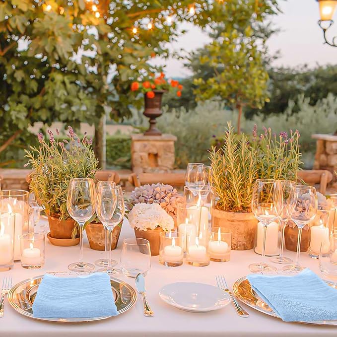 50 Pack Light Blue Napkins 20x20Inch Cheesecloth Napkins | Blue Elegant Cloth Napkins for Table, Washable Rustic Boho Gauze Napkins, for Wedding Party Bridal Baby Shower Dinner Decor - Image 7
