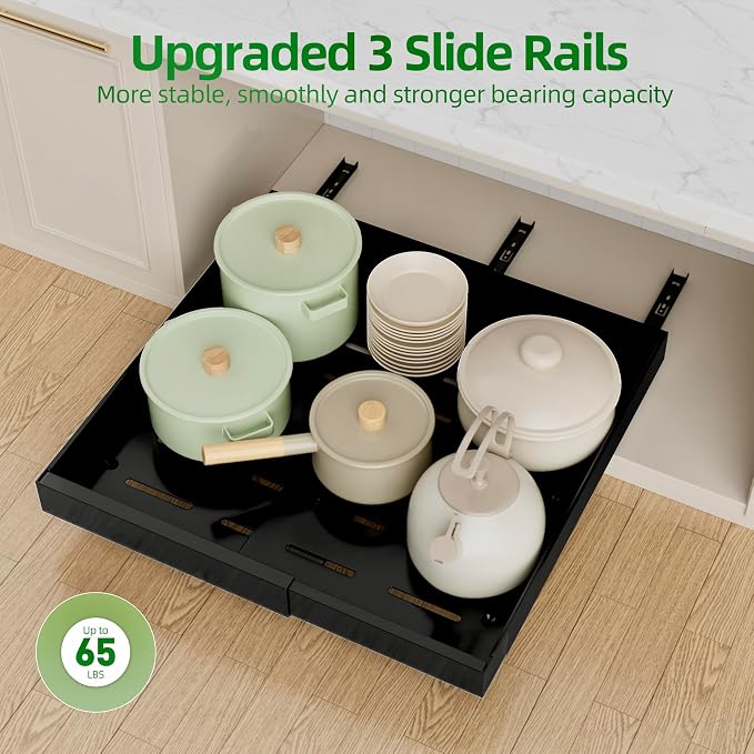 PAKETA 2 Pack Expandable Pull Out Cabinet Organizer,21" Deep | Pull Out Drawers for Cabinets with width from 12" to 20",Sliding Drawers for Cabinets with Upgrade 3 Slide Rails,hold 65 lbs - Image 7