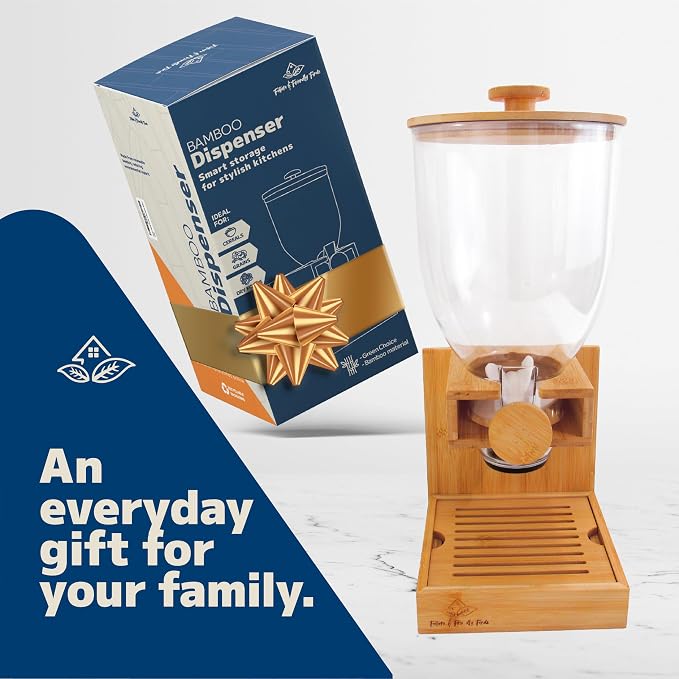 Bamboo Dispenser 3.5Liters (118 fl Oz) , Cereal Dispenser, Storage Container, Snack Bar Station, Dry Food Dispenser, Cereal Dispenser Countertop, House Essentials - Image 8