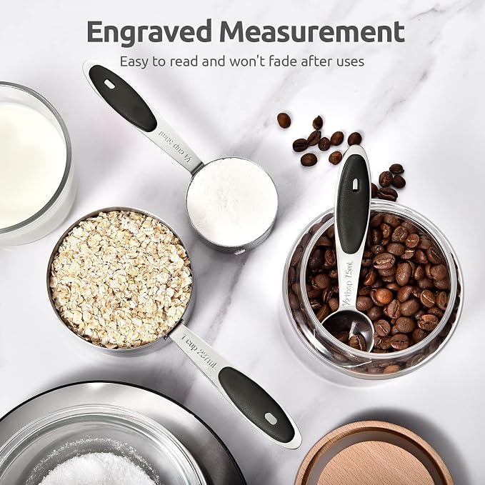 U-Taste 18/8 Stainless Steel Measuring Spoons Set for Dry and Liquid Ingredients(Set of 9), and Upgraded Measuring Cups and Spoons Set of 12 with Reinforced Welded Handle (Black) - Image 9