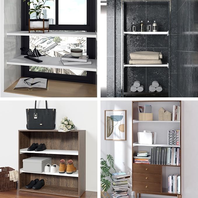 Expandable Closet Shelf Organizer, Adjustable Shelves, M, 1 Pack | Expandable Fit, Adjustable Levels, DIY Divider Use, Closet/Pantry Storage, Small Size, Space-Saving - Image 7