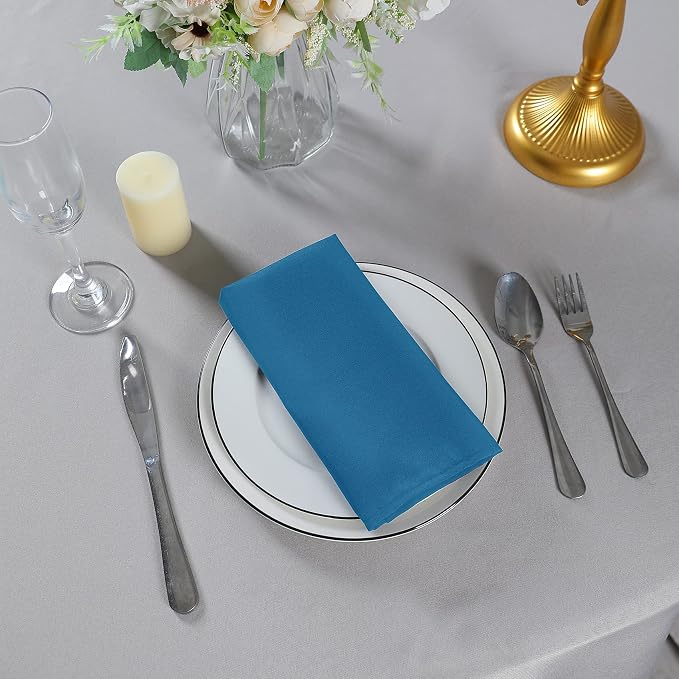 Cloth Napkins 20x20 inch Washable Polyester Dinner Napkins Soft Table Napkins for Wedding Party Dining Banquet(Mediterranean Blue,25PCS) - Image 7