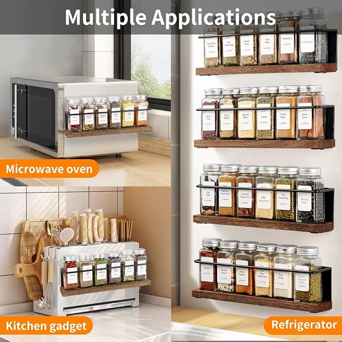 Magnetic Spice Rack with 24 Jars, 216 Labels, 1 Steel Funnel for Refrigerator,Microwave Oven - Full Set of Spice Organizer - Image 6