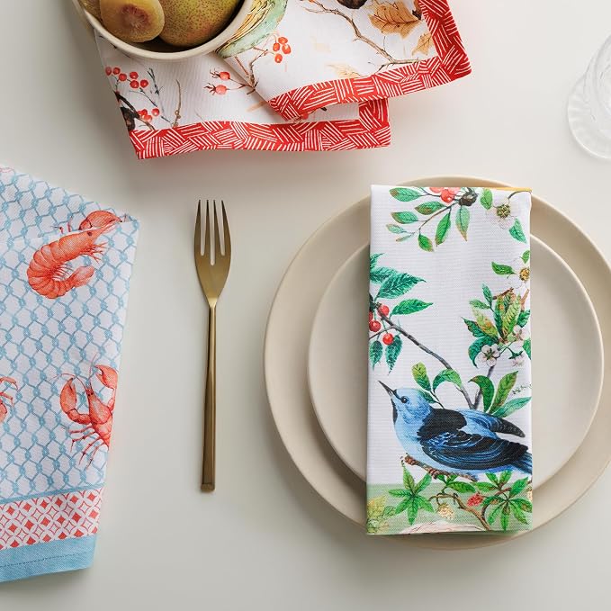 Maison d' Hermine Cloth Napkins Set of 4 Reusable 100% Cotton (18" x 18") | Everyday Square Napkins Cloth Washable Dinner Party Wedding Restaurant Hotel Kitchen Spring Summer - Mesange - Image 9