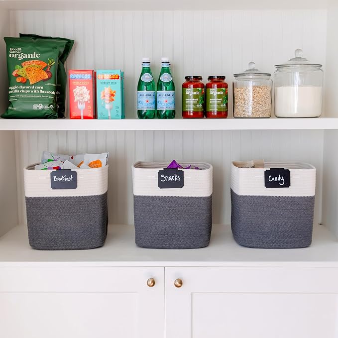 NaturalCozy Storage Cubes 11 Inch Cotton Rope Woven Baskets for Organizing, 3-Pack | Cube Storage Bin | Square Storage Baskets for Shelves Organizer, Classroom, Kids Toy Bins, Closet, Baby Nursery - Image 9