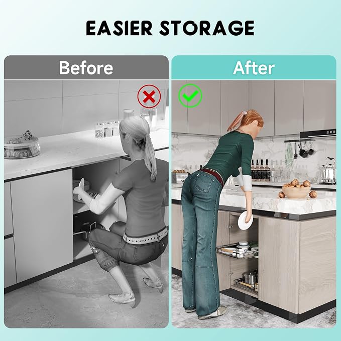 2Pack Expandable Pull Out Cabinet Organizer, 23.2-39.9" W x 22.5" D | Adjustable Width, Under Sink Organizer, Drawer Storage Shelves, For Kitchen, Bathroom, Closet, Pantry, Cupboard - Image 8