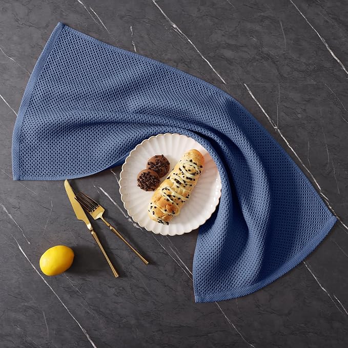 Homaxy 10 Pack 100% Cotton Kitchen Towels and Dishcloths Set, Navy Blue | 12 x 12 Inches and 13 x 28 Inches Kitchen Towels Set, Ultra Soft Absorbent Dish Cloths for Washing Dishes - Image 9