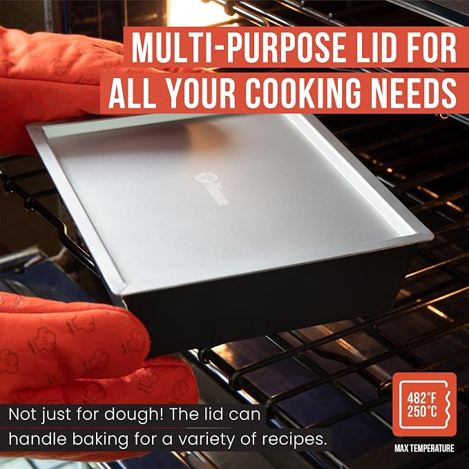Chef Pomodoro Detroit Pizza Pan Lid, 8x10in, Anodized Aluminum, Lid Only | Lid Only, Pan Sold Separately; Fits Chef Pomodoro Detroit Pan Only; Retains Heat & Humidity, Prevents Drying, Stackable - Image 7