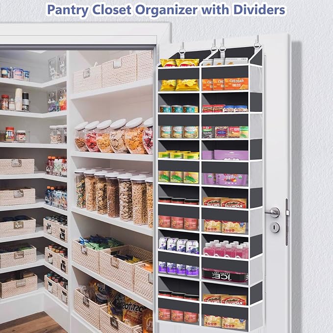 Heavy Duty Over The Door Organizer 6 Tiers, Extra Large Behind Door Storage of 12 Big Front & 12 Mesh Pockets, 80lb Weight Capacity, Hanging Doors Storage for Closet Bedroom Nursery, Gray - Image 7
