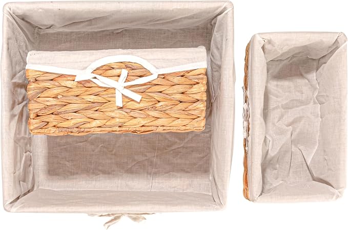 Household Essentials Wicker Basket Set, 3 Pieces, 1 Large and 2 Small Water Hyacinth Baskets for Storage and Organization - Image 11