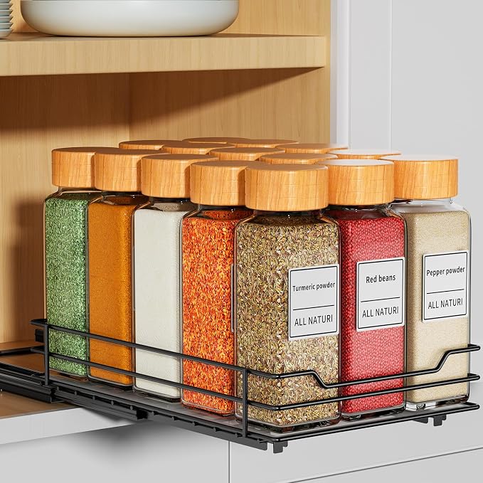 RCHYFEED Pull Out Spice Rack Organizer for Cabinet,6.5" Wx10.5 Dx2.5 H | Metal,Heavy Duty Slide Out Spice Rack,Ideal for Kitchen & Pantry Storage of Spices & Sauces - Image 9