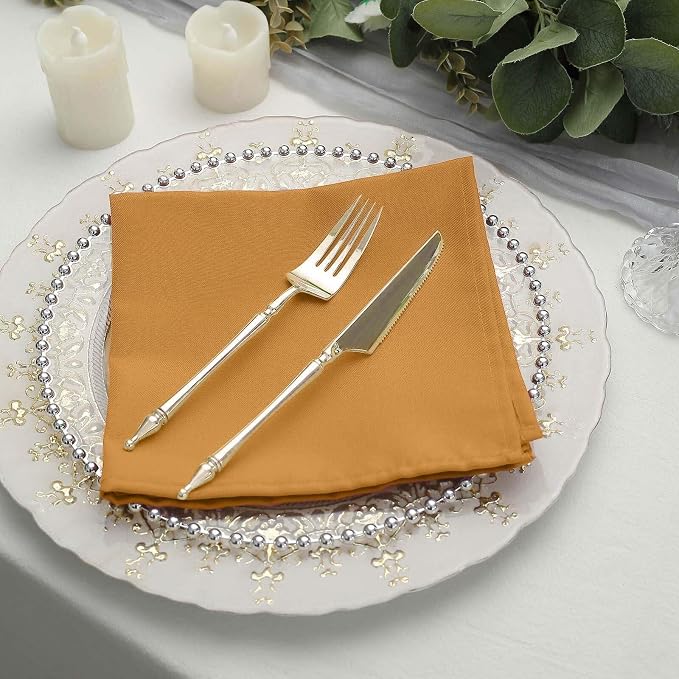 Efavormart Premium Cloth Napkins Set of 100, 17x17 Inch Gold Violet Seamless Dinner Napkins, Washable Linen Table Napkin Cloth with Hemmed Edges for Weddings, Party and Banquet - Image 8