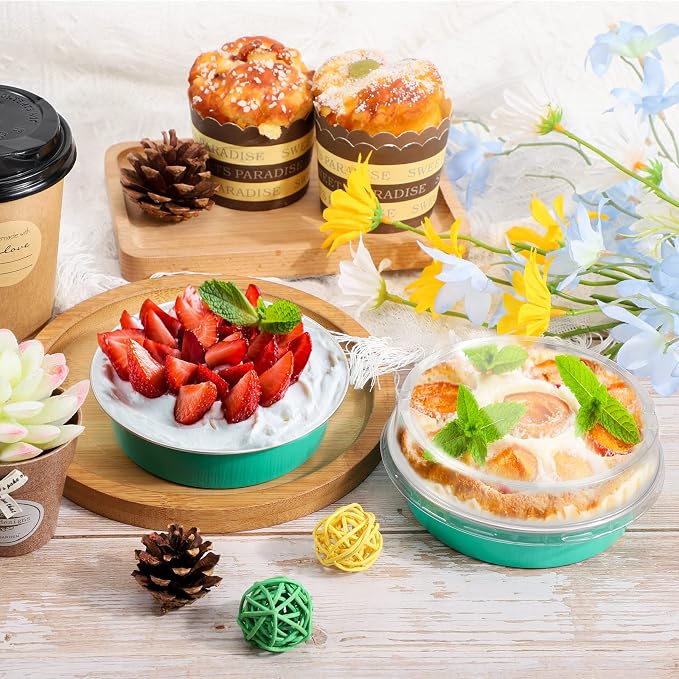 Beasea Elegant Blue 8 Oz Mini Pie Pans Tart Pans Tin Baking Tins with Lids, 4 Inch 20 Pack Disposable Baking Pans For Cake Tart Quiche - Image 6