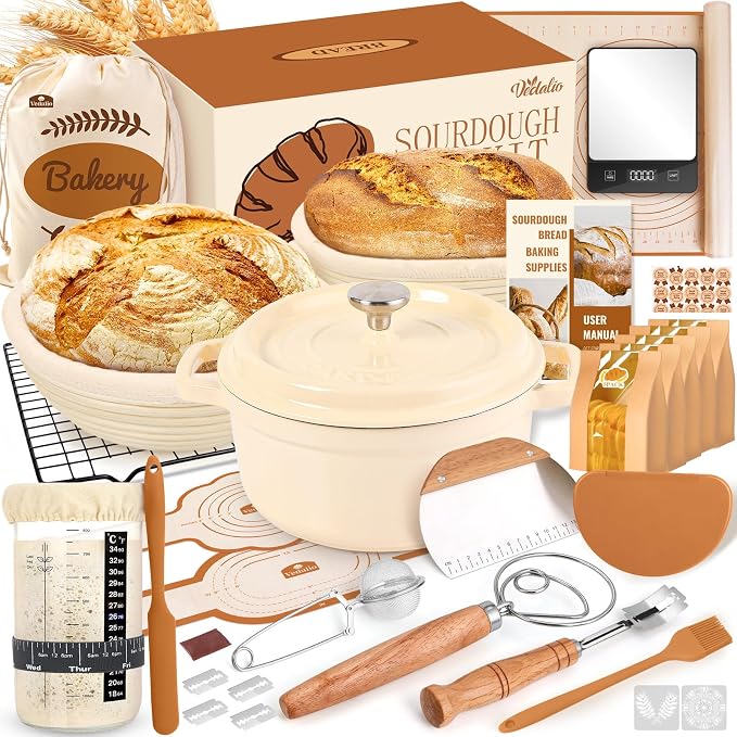 Sourdough Starter Kit Complete Set with Dutch Oven and Scale | 9" Round & 10" Oval Proofing Baskets, Sourdough Bread Baking Supplies, Beginner Kit Gifts for Bakers Women Wife Mom - Image 9