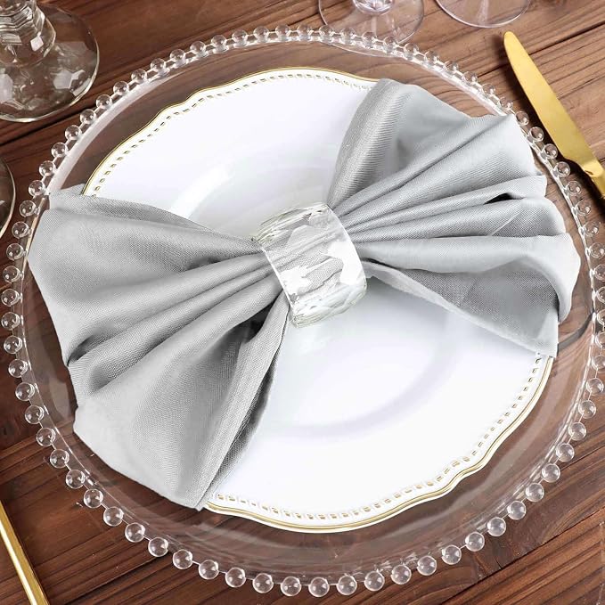 Efavormart Premium Cloth Napkins Set of 5, 20x20 Inch Silver Seamless Dinner Napkins, Washable Linen Table Napkin Cloth with Hemmed Edges for Weddings, Party and Banquet - Image 9