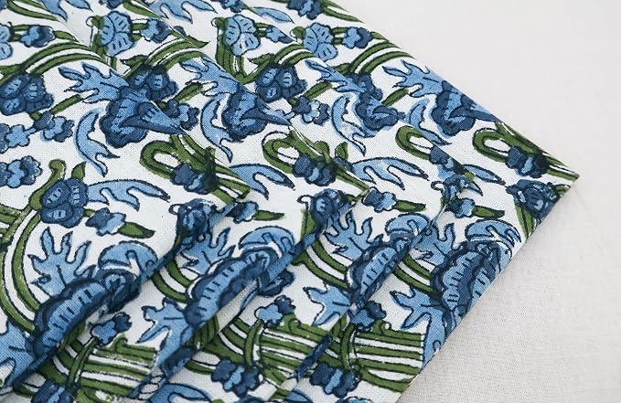 Handblock Print 100% Cotton Napkins Set of 4, Green Blue Washable and Durable Everyday Use Cloth Napkins for Picnic Party Dining Kitchen Home Decor Christmas Gifting 16 X 16 Inches - Image 9