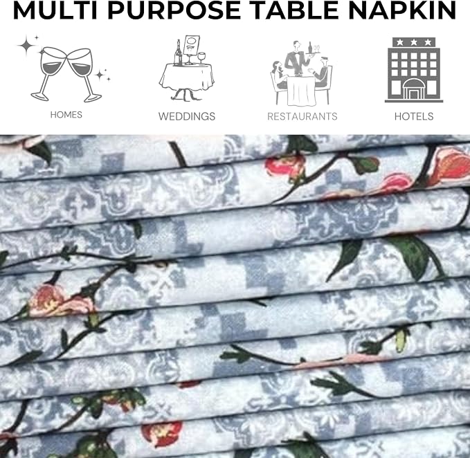 Bedding Craft Cotton Cloth Dinner Napkins Set of 12 – 18x18 Birds Print Design with 1" Fold – Reusable Machine Washable Fabric Napkins for Parties, Dining & Everyday Use - Image 9