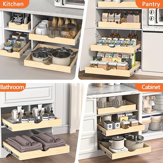 ZOINLIY Wooden Pull Out Cabinet Organizer, 21'' Deep Slide Out Drawer | Kitchen Organizers and Storage, Soft Close, Heavy Duty, Full-Extension - Image 8