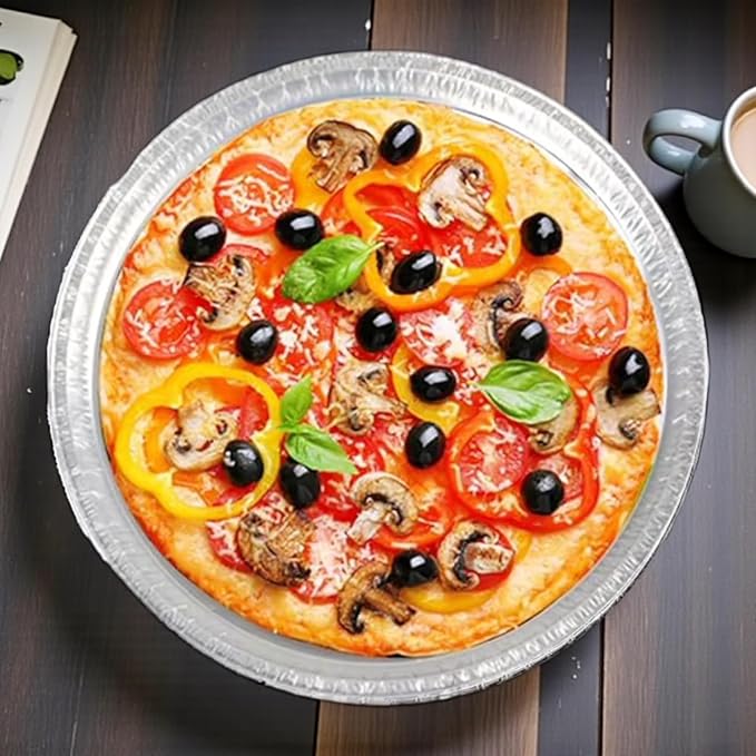 48 Pack 10 inch Disposable Aluminum Foil Pizza Pans | Made in USA, Round Baking Sheet, Personal Pizzas, Cookie Cakes, Freezer & Reheating - Image 9
