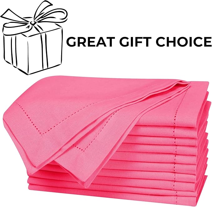 Bedding Craft Set of 12 Hemstitch Baby Pink Cloth Dinner Napkins 100% Cotton - Soft Durable Washable -Ideal for Events Wedding Christmas Thanksgiving Newyear-Perfect Everyday Use Table Linen. - Image 9