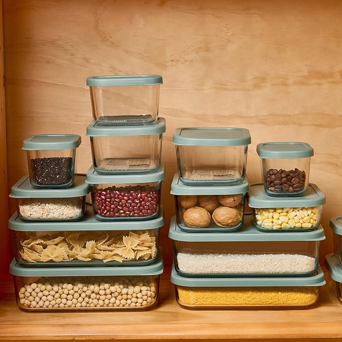 Glass Food Storage Containers with Lids — 12 Piece — 26.5 oz & 40.57 oz Glass with BPA-Free Leakproof Stackable Lids — Microwave, Oven & Dishwasher Safe — Ideal for Meal Prep & More - Soft Sage - Image 11